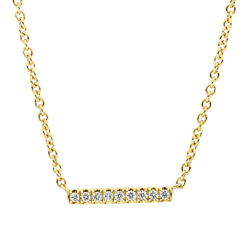 Collier 18 kt GG, mit ZÖ 42 cm, 9 Brill. 0,05 ct, TW-si
