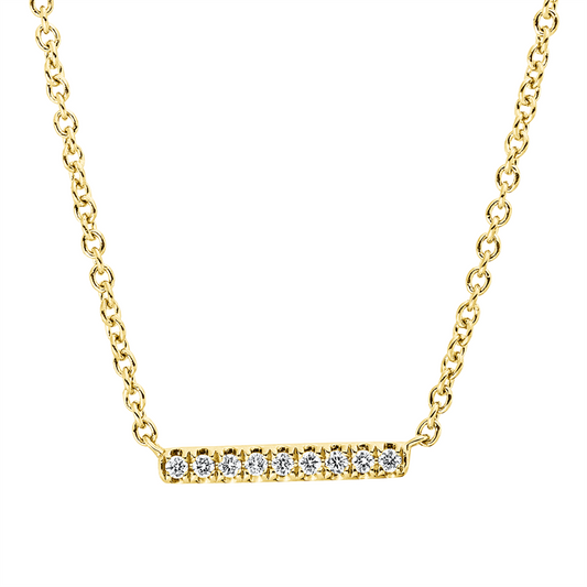 Collier 18 kt GG, mit ZÖ 42 cm, 9 Brill. 0,05 ct, TW-si