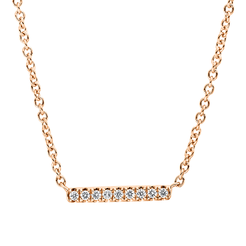 Collier 18 kt RG, mit ZÖ 42 cm, 9 Brill. 0,05 ct, TW-si