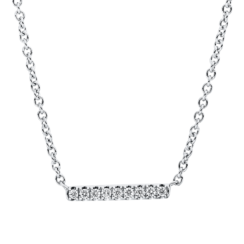 Collier 18 kt WG, mit ZÖ 42 cm, 9 Brill. 0,05 ct, TW-si
