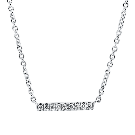 Collier 18 kt WG, mit ZÖ 42 cm, 9 Brill. 0,05 ct, TW-si