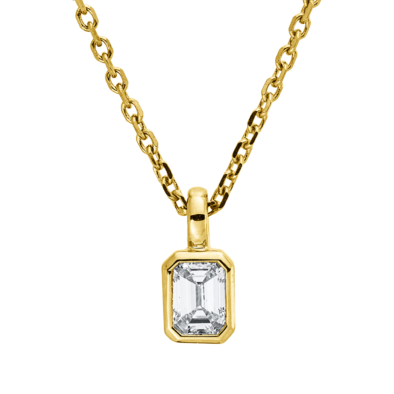 Collier 18 kt GG, mit ZÖ 42 cm, 1 Sm.schliff 0,21 ct, TW-si
