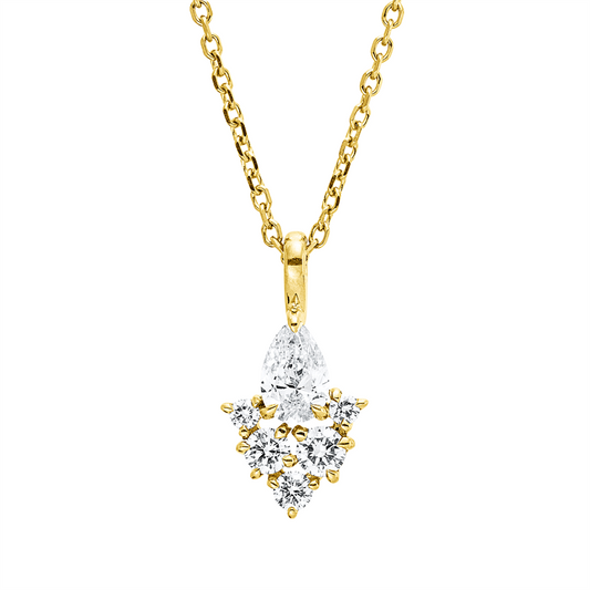 Collier 18 kt GG, mit ZÖ 42 cm, 1 Tropfen 0,25 ct, TW-si, 5 Brill. 0,17 ct, TW-si