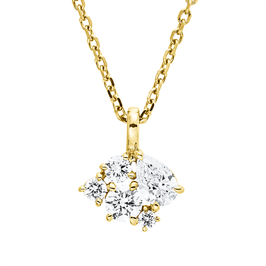 Collier 18 kt GG, mit ZÖ 42 cm, 1 Tropfen 0,19 ct, TW-si, 4 Brill. 0,20 ct, TW-si
