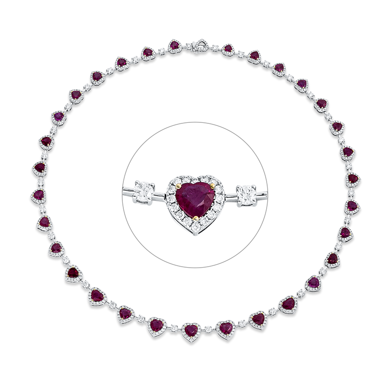 Collier 18 kt WG, 541 Brill. 5,80 ct, TW-si, 31 Saphire 17,94 ct blau
