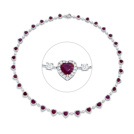 Collier 18 kt WG, 541 Brill. 5,80 ct, TW-si, 31 Saphire 17,94 ct blau