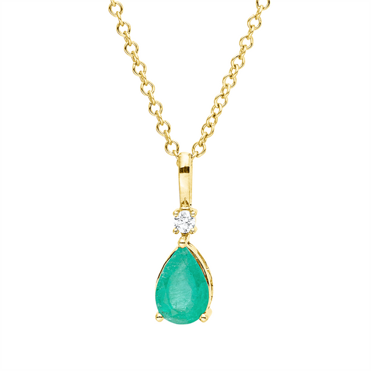 Collier 18 kt GG, mit ZÖ 40 cm + 42,5 cm, 1 Brill. 0,02 ct, TW-si, 1 Smaragd 0,37 ct grün