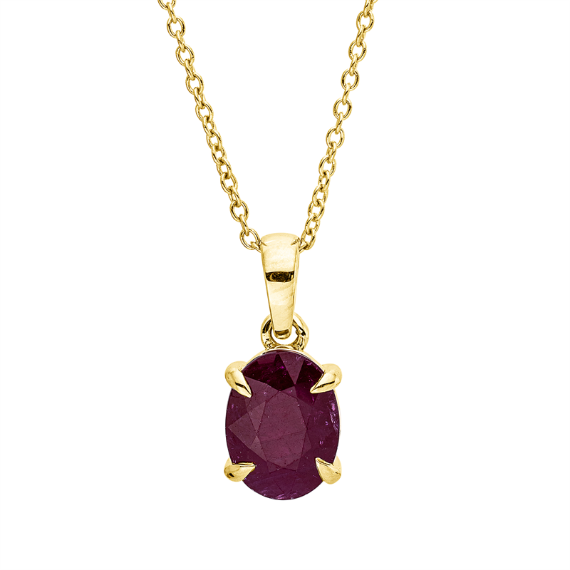 Collier 18 kt GG, mit ZÖ 40 cm + 42,5 cm, 1 Rubin 1,51 ct rot