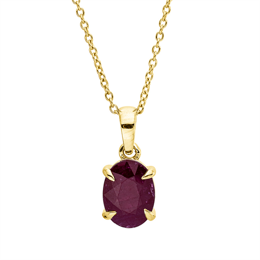 Collier 18 kt GG, mit ZÖ 40 cm + 42,5 cm, 1 Rubin 1,51 ct rot