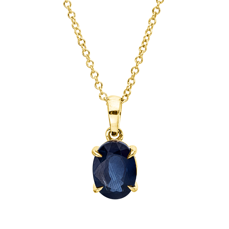 Collier 18 kt GG, mit ZÖ 40 cm + 42,5 cm, 1 Saphir 1,71 ct blau
