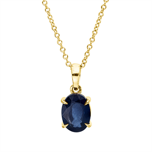 Collier 18 kt GG, mit ZÖ 40 cm + 42,5 cm, 1 Saphir 1,71 ct blau