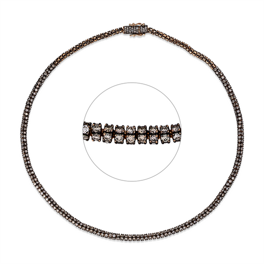 Collier 18 kt RG, setting rhodium plated, 635 Brill. 17,20 ct, TW-si