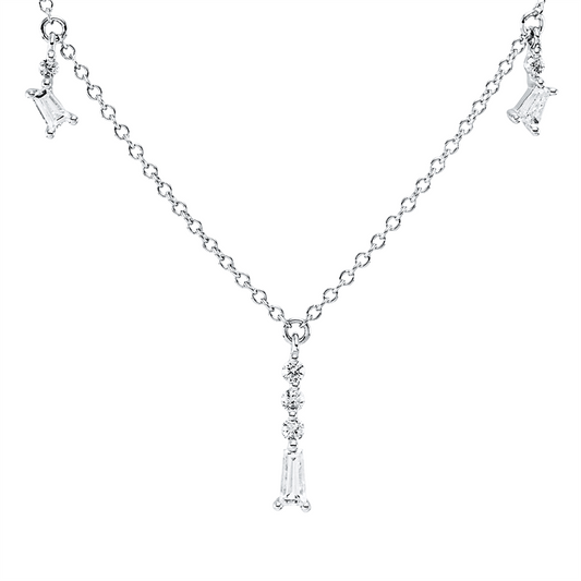 Collier 18 kt WG, 5 Trap. 0,29 ct, I-vsi/si, 5 Brill. 0,08 ct, I-vsi/si