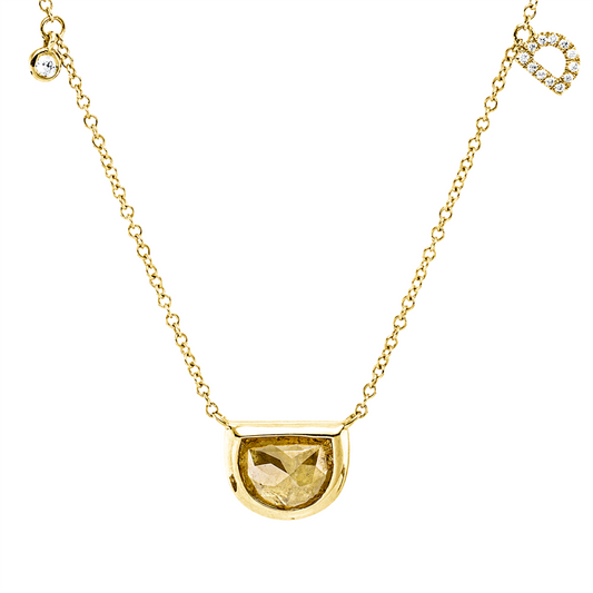 Collier 18 kt GG, 15 Brill. 0,08 ct, I-vsi/si, 1 Dia.Split 0,95 ct, fancy