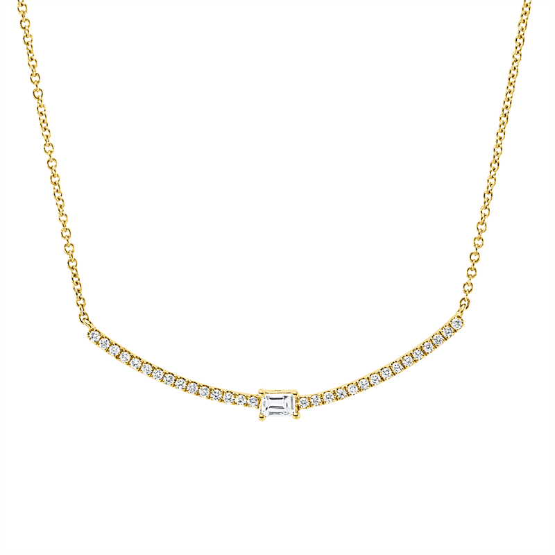 Collier 18 kt GG, 1 Bag. 0,09 ct, TW-si, 30 Brill. 0,11 ct, TW-si