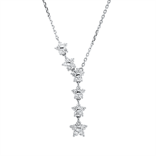 Collier 18 kt WG, mit ZÖ 40 cm, 30 Brill. 0,25 ct, TW-si