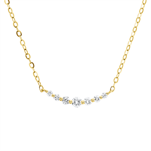 Collier 18 kt GG, mit ZÖ 42 cm, 7 Brill. 0,19 ct, TW-si