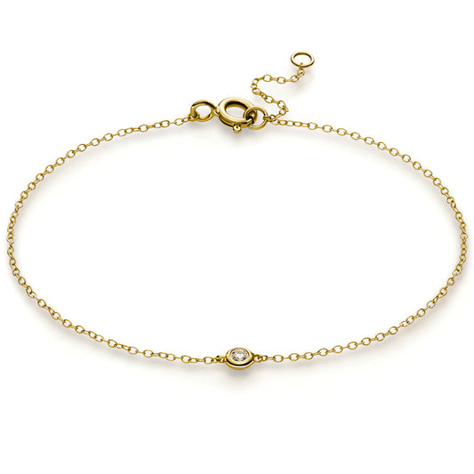 Armband 14 kt GG, ZÖ 15,5 cm, 1 Brill. 0,03 ct, TW-si