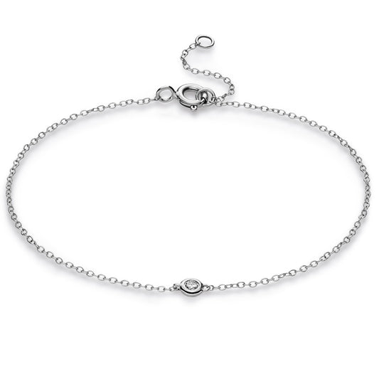 Armband 14 kt WG, ZÖ 15,5 cm, 1 Brill. 0,03 ct, TW-si