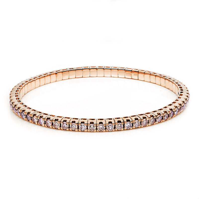 Armband 18 kt RG, Flex-Band, variabel, 65 Brill. 5,10 ct, braun