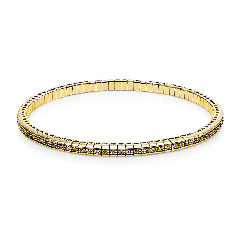 Armband 18 kt GG, Flex-Band, variabel, 86 Brill. 0,73 ct, braun