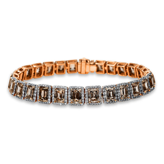 Armband 18 kt RG, 520 Brill. 2,19 ct, TW-si, 28 Dia. 12,93 ct, braun