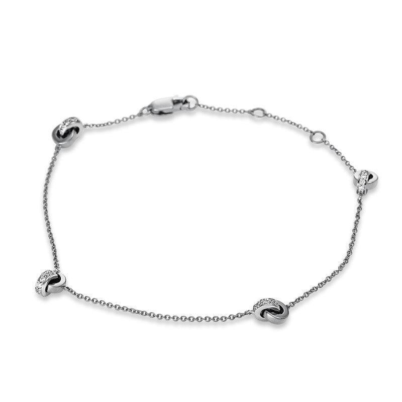 Armband 18 kt WG, mit ZÖ 16 cm, 44 Brill. 0,20 ct, TW-si