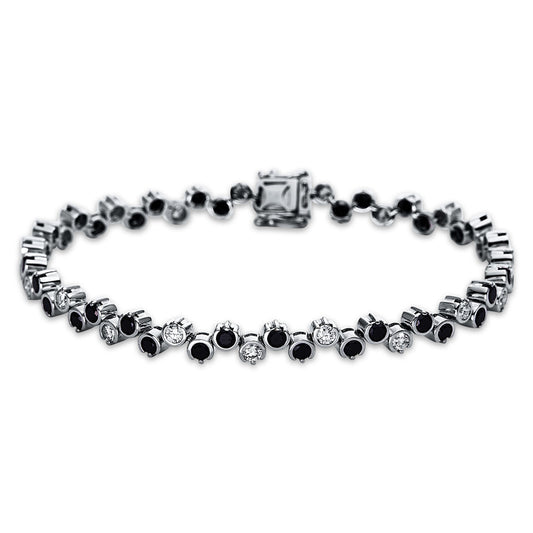 Armband 18 kt WG, 19 Brill. 1,10 ct, TW-si, 38 Brill. 2,35 ct, schwarz