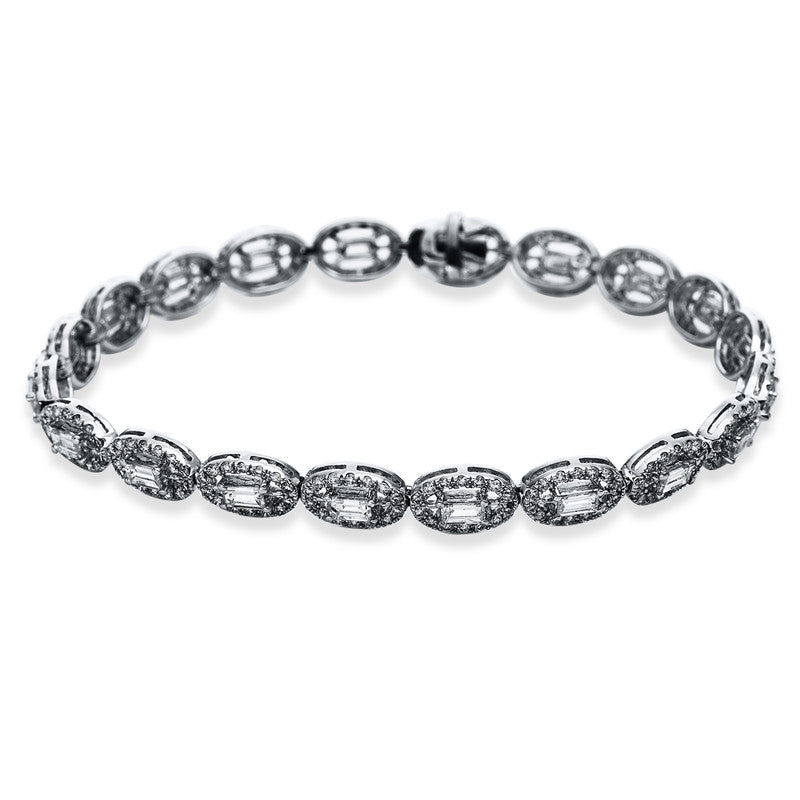 Armband 18 kt WG, 20 Bag. 2,69 ct, TW-si, 280 Brill. 1,88 ct, TW-si