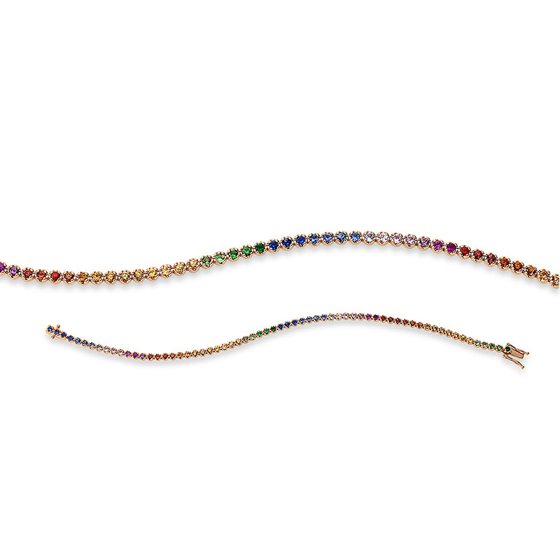 Armband 18 kt RG, 64 Saphire 2,56 ct multicolor