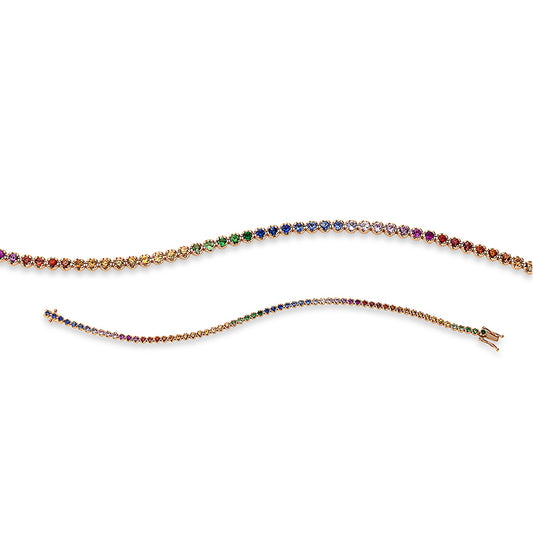 Armband 18 kt RG, 64 Saphire 2,79 ct multicolor