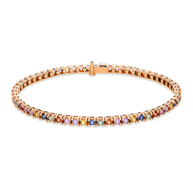 Armband 18 kt RG, 59 Saphire 3,65 ct multicolor