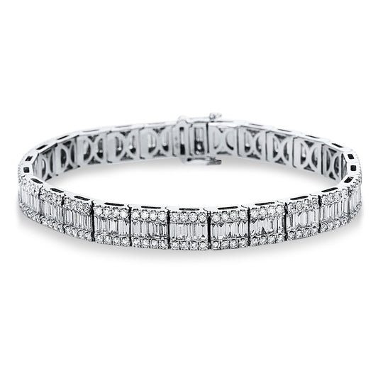 Armband 18 kt WG, 208 Brill. 3,11 ct, TW-si, 136 Bag. 4,90 ct, TW-si