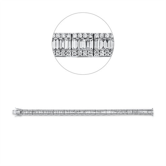 Armband 18 kt WG, 208 Brill. 3,11 ct, TW-si, 136 Bag. 4,90 ct, TW-si
