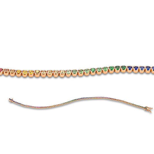 Armband 18 kt RG, 92 Saphire 1,23 ct fancy