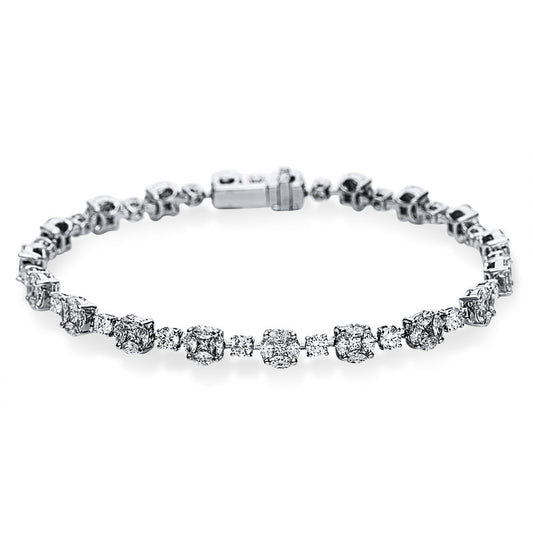 Armband 18 kt WG, 19 Princ. 0,81 ct, TW-vvs, 76 Nav. 2,68 ct, TW-vvs, 19 Brill. 1,60 ct, TW-vvs