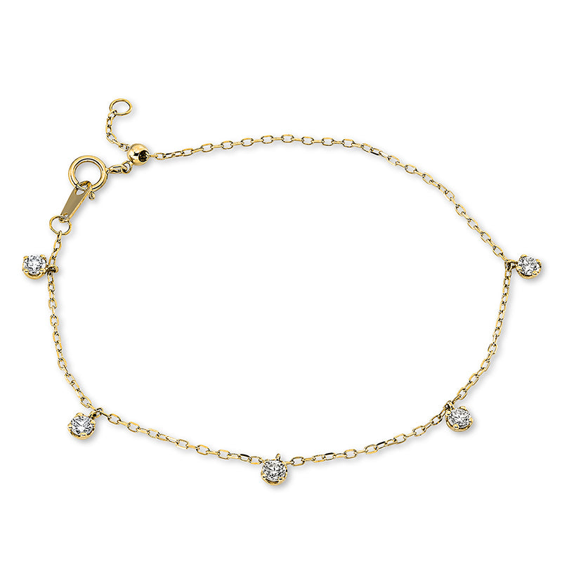 Armband 14 kt GG, 5 Brill. 0,35 ct, TW-si