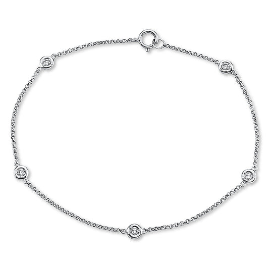 Armband 18 kt WG, 5 Brill. 0,15 ct, W-si