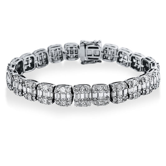 Armband 18 kt WG, 115 Bag. 13,09 ct, W-vsi/si, 97 Brill. 4,06 ct, W-vsi/si