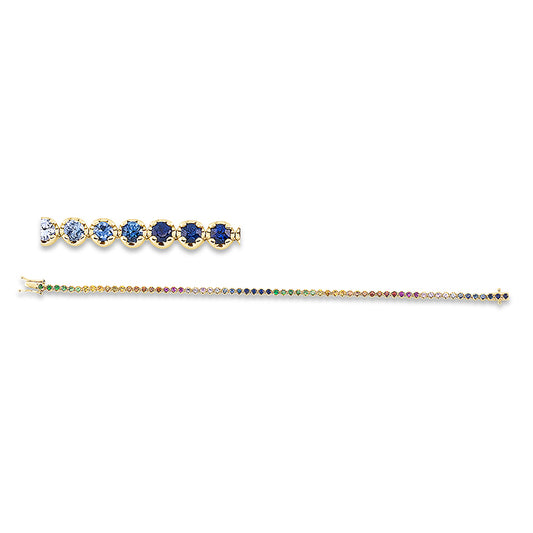 Armband 18 kt GG, 64 Saphire 2,56 ct multicolor