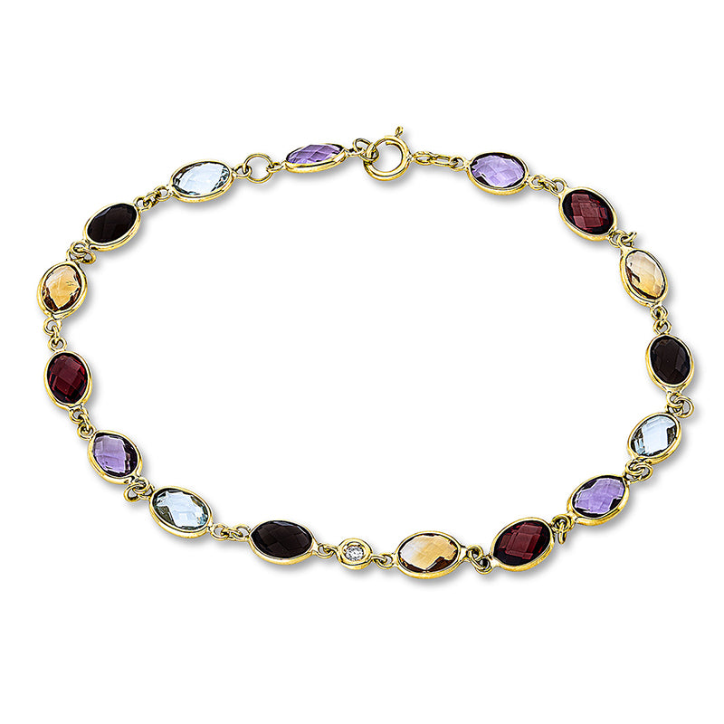 Armband 18 kt GG, 1 Brill. 0,02 ct, TW-si, 16 Farbsteine 7,76 ct multicolor