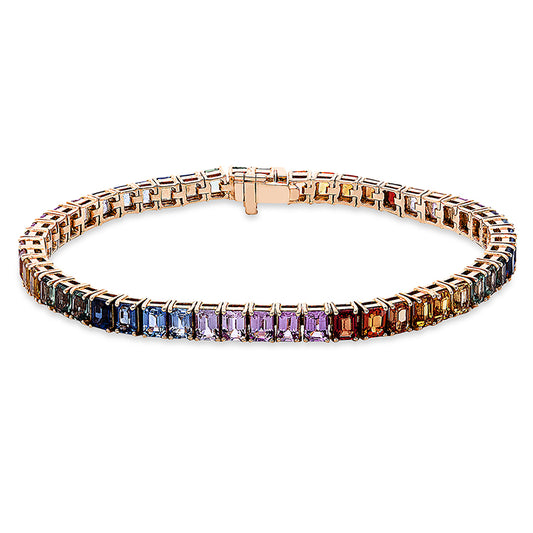 Armband 18 kt RG, 52 Saphire 15,05 ct multicolor