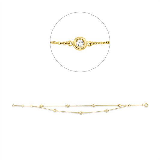 Armband 18 kt GG, 7 Brill. 0,20 ct, W-si