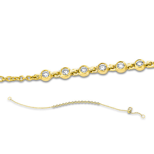 Armband 18 kt GG, mit ZÖ 16 & 17 cm, 15 Brill. 0,24 ct, TW-si