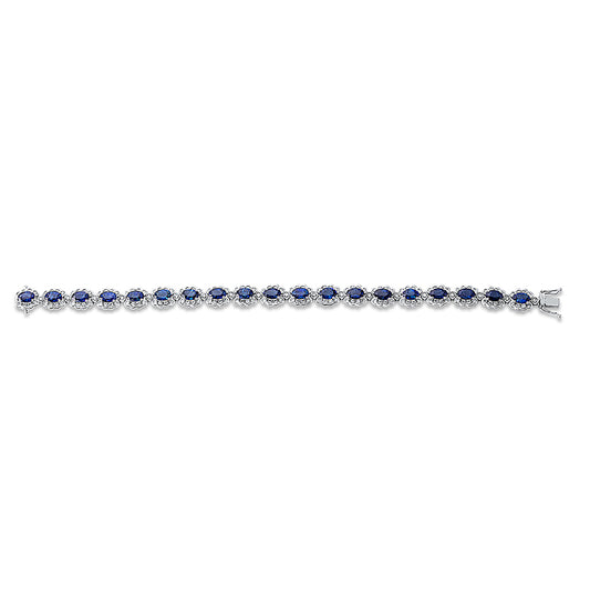 Armband 18 kt WG, 171 Brill. 3,92 ct, W-si, 19 Saphire 10,91 ct blau