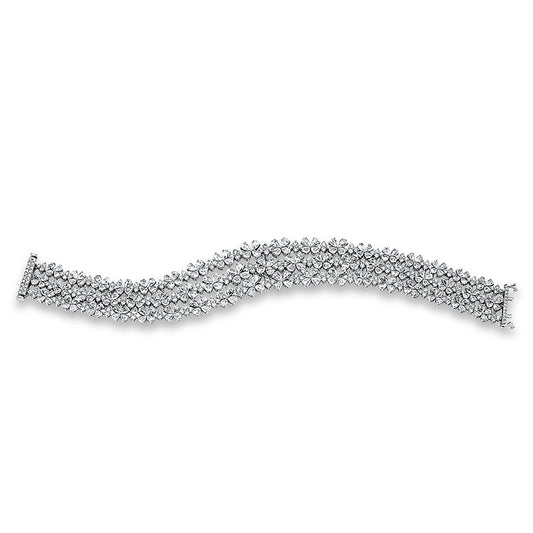 Armband 18 kt WG, 220 Rosen-Schl 10,81 ct, TW-si, 255 Brill. 5,38 ct, TW-si