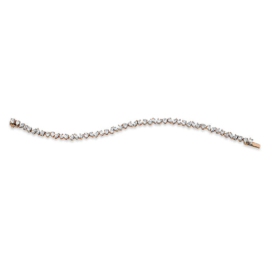 Armband 18 kt RG, 12 Nav. 1,18 ct, TW-si, 13 Oval 1,43 ct, TW-si, 13 Tropfen 1,30 ct, TW-si, 13 Sm.schliff 1,44 ct, TW-si