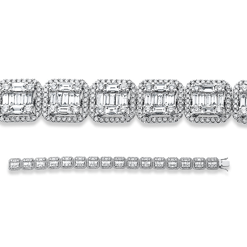 Armband 18 kt WG, 112 Bag. 5,52 ct, TW-si, 512 Brill. 4,43 ct, TW-si