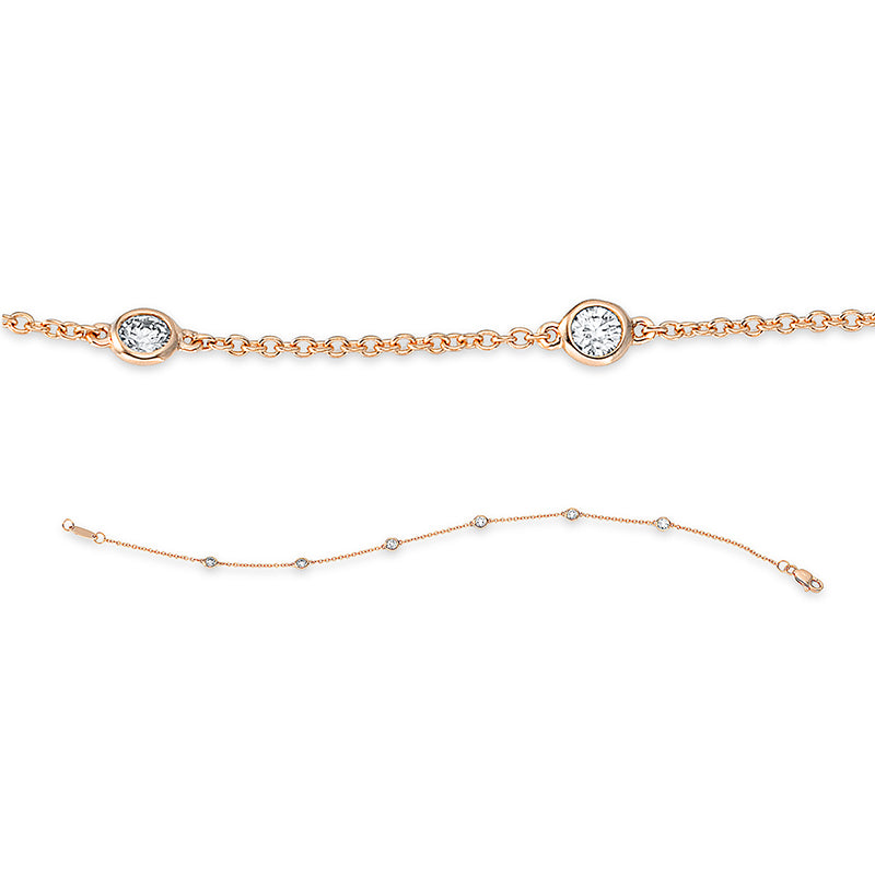 Armband 18 kt RG, mit ZÖ 17.5 cm + 16.5 cm, 6 Brill. 0,38 ct, TW-si