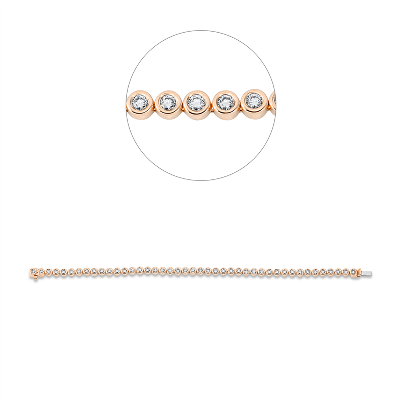 Armband 18 kt RG, With American Lock, 43 Brill. 2,50 ct, TW-si